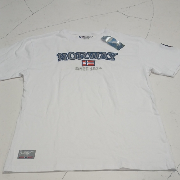 Scandinavian Explorer Classic White Norway Graphic Tee Sz Small 100% Cotton New - Picture 1 of 8